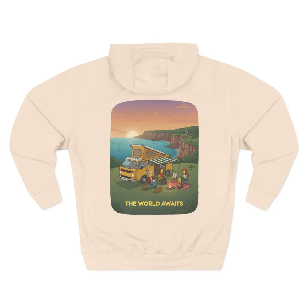 1881318468846830333_2048.jpeg Three-Panel Fleece Hoodie - "The World Awaits" Design Sitcom-Line