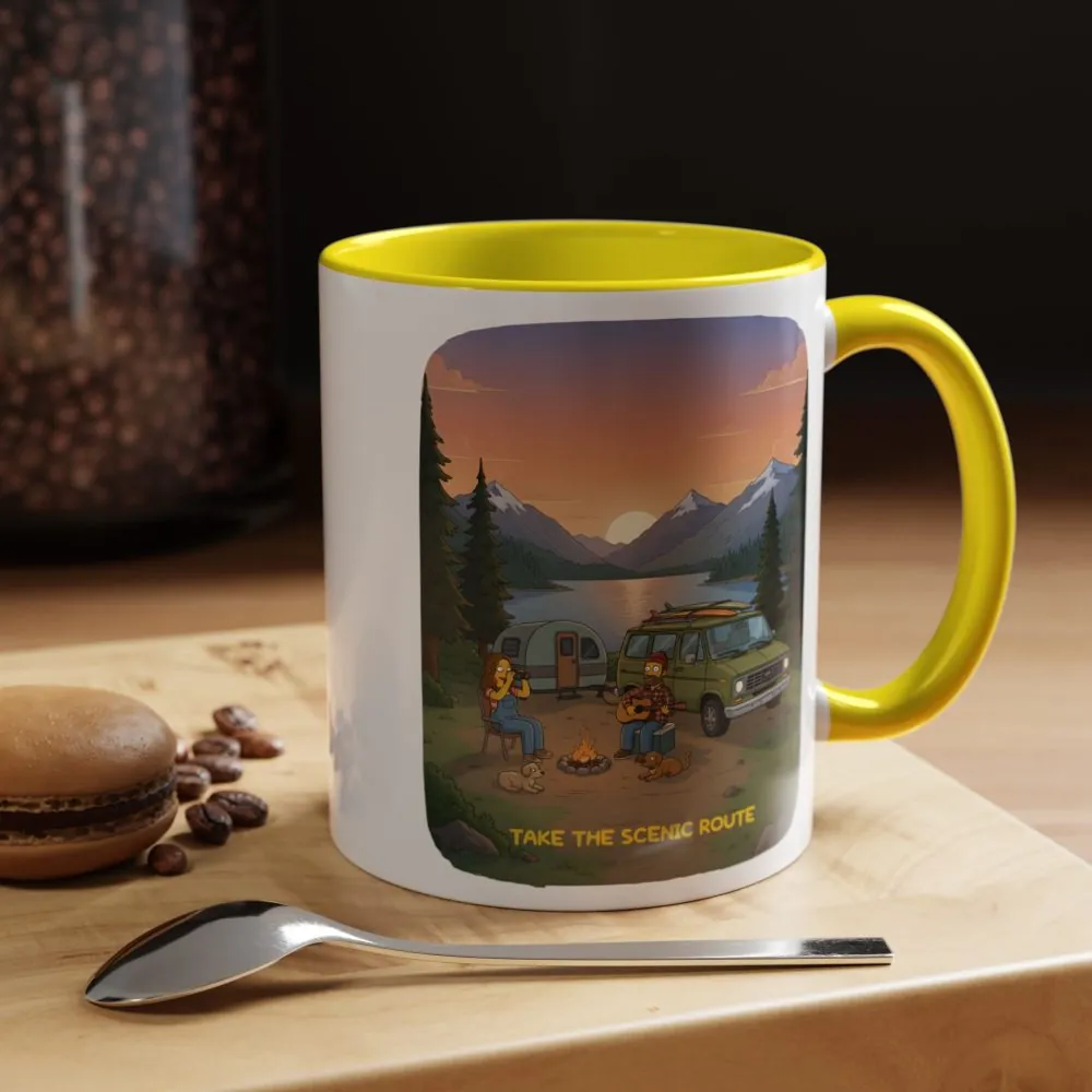Accent Coffee Mug (11, 15oz) — "Take The Scenic Route" Design Sitcom-Line