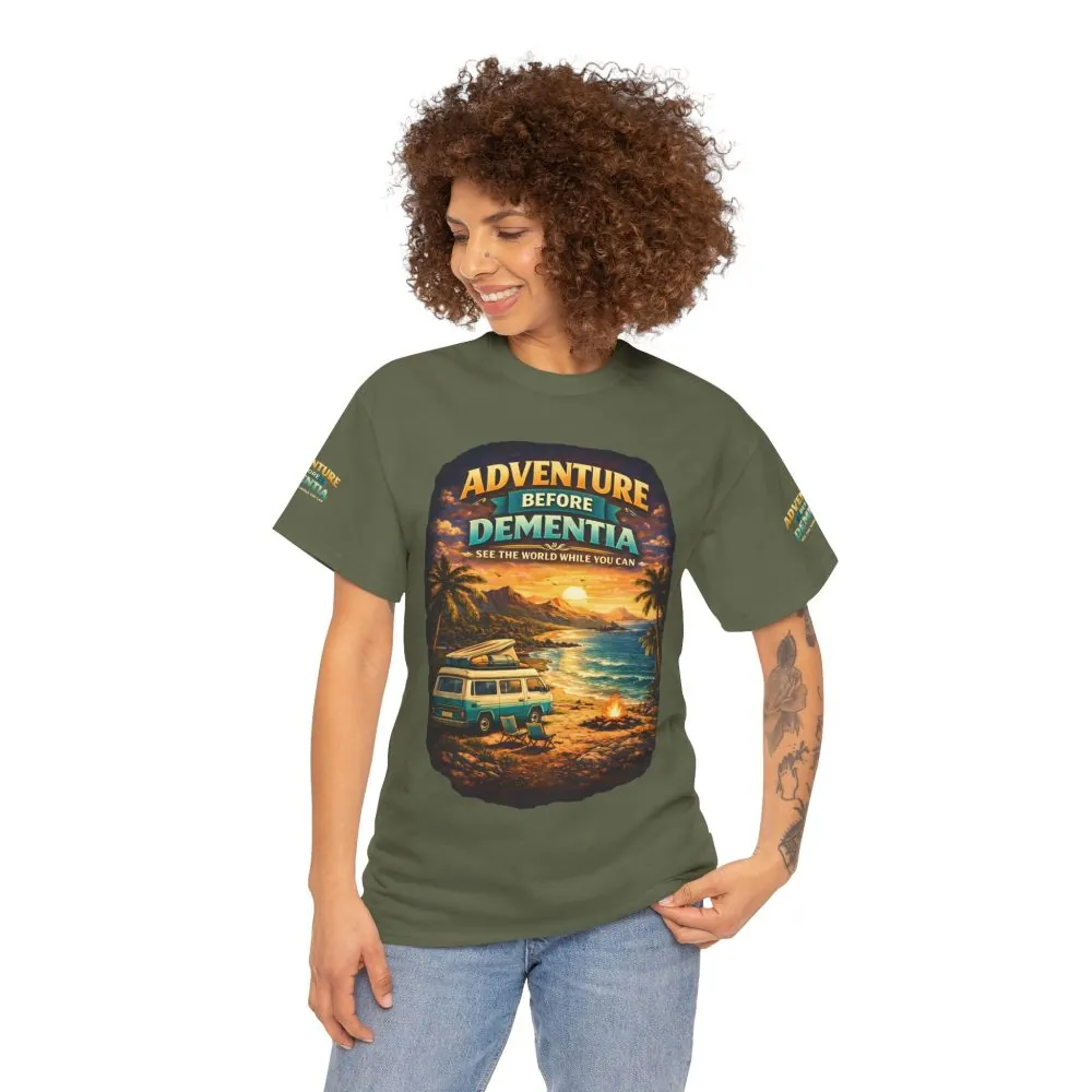 1931313171840555788_2048.jpeg Unisex Heavy Cotton Tee — "Adventure Before Dementia" Design Scenic-Line