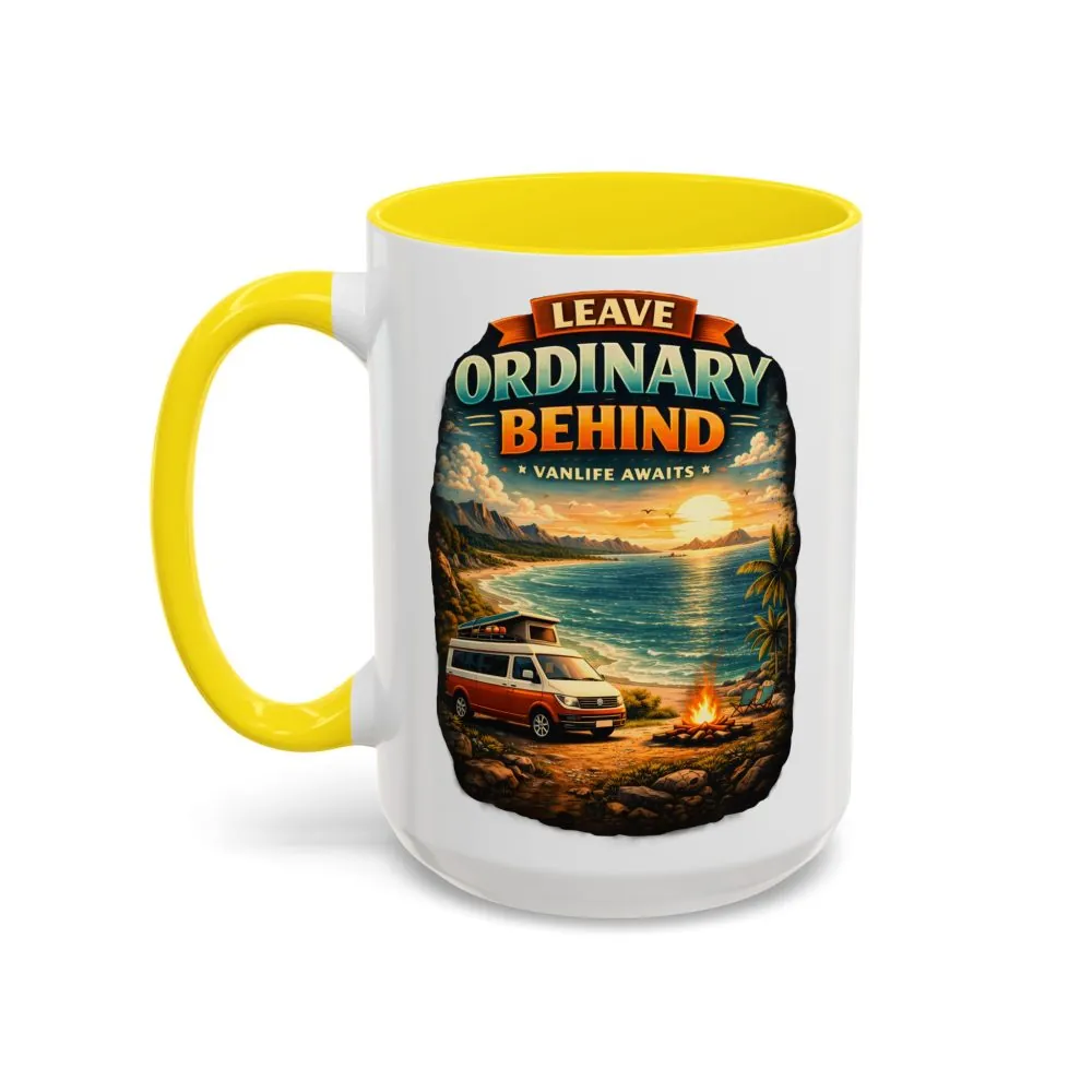 Accent Coffee Mug (11, 15oz) — "Leave Ordinary Behind" Design Scenic-Line