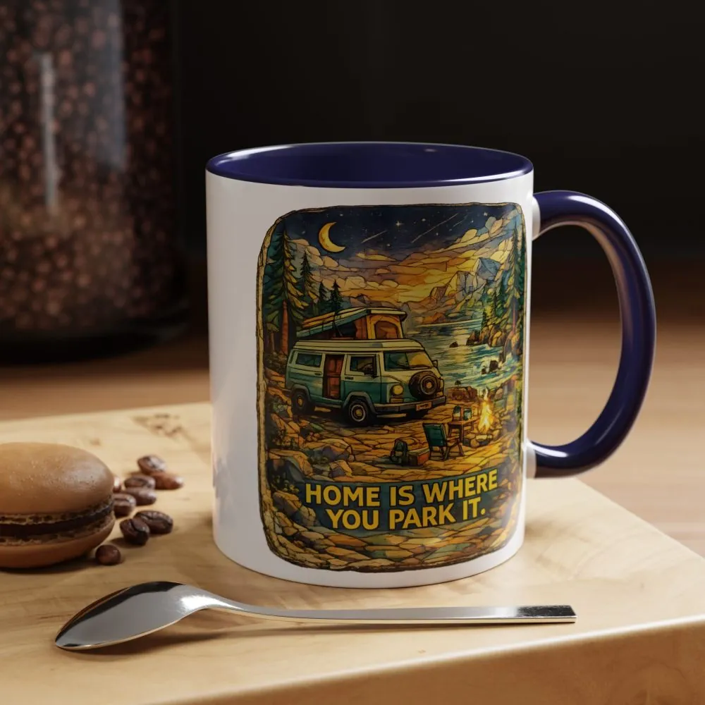 1937581847341173940_2048.jpeg Accent Coffee Mug (11, 15oz) — "Home Is Where You Park It" Design Cubic-Line