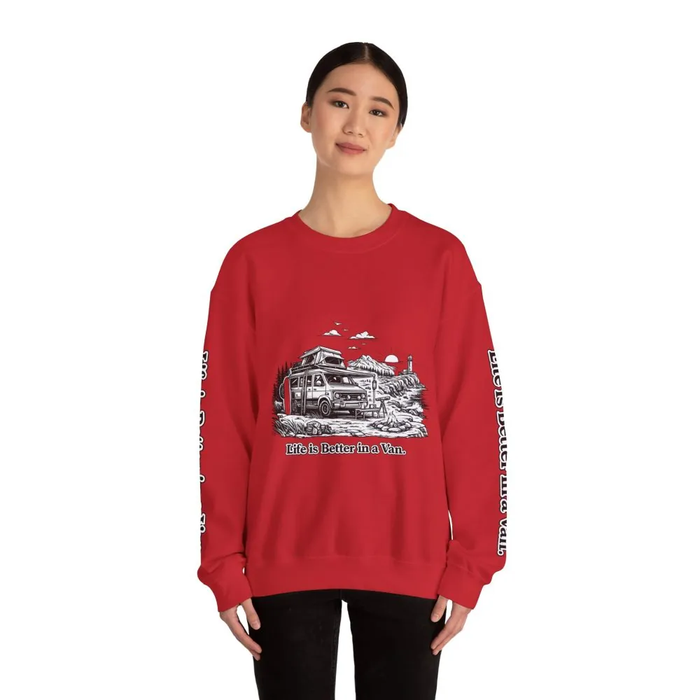 1944868793344475547_2048.jpeg Unisex Heavy Blend™ Crewneck Sweatshirt — "Life Is Better In A Van" Design Minimal-Line