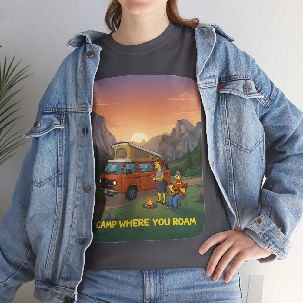Unisex Heavy Cotton Tee — "Camp Where You Roam" Design Sitcom-Line