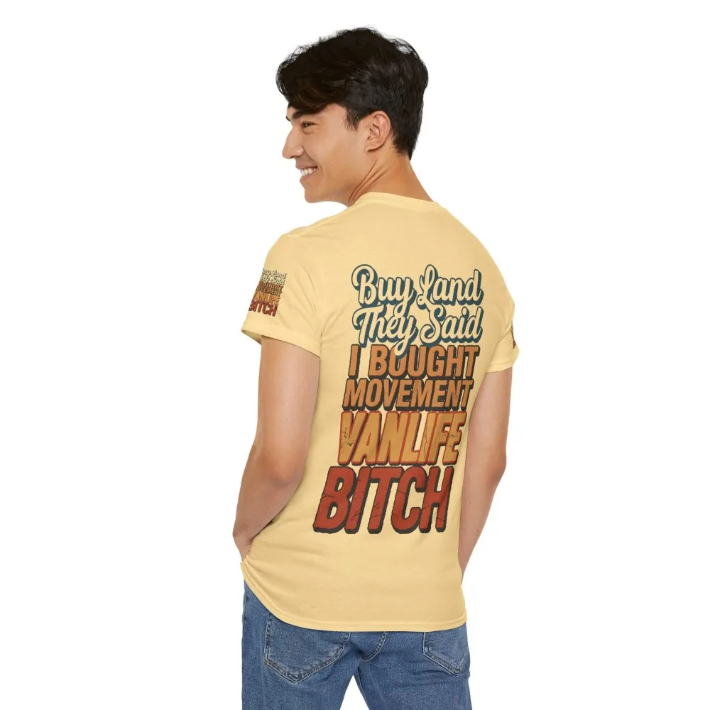 Unisex Heavy Cotton Tee — "Buy Land They Said" Design F**K-Line