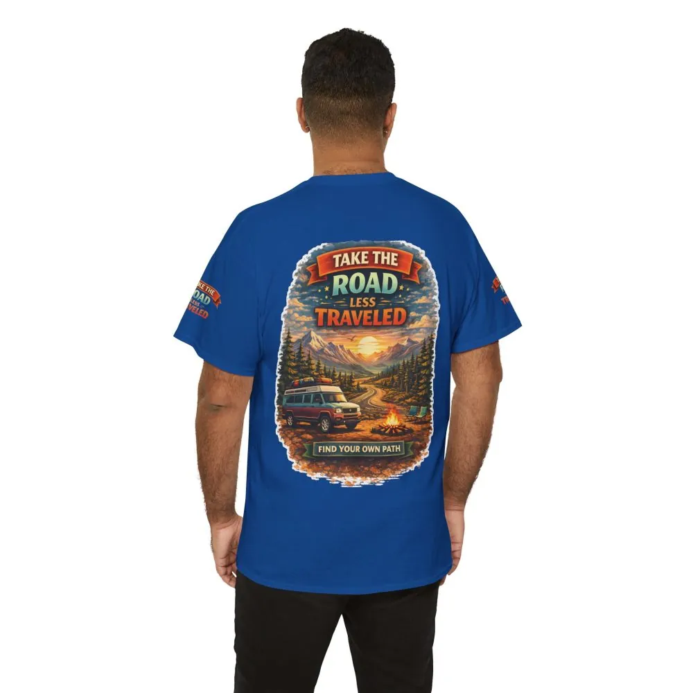19615855694824902_2048.jpeg Unisex Heavy Cotton Tee — "Take The Road Less Traveled" Design Scenic-Line