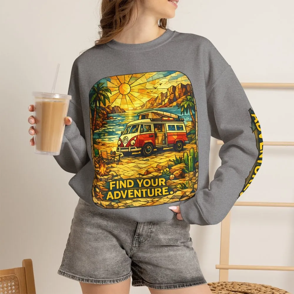 1962039797764275625_2048.jpeg Unisex Heavy Blend™ Crewneck Sweatshirt — "Find Your Adventure" Design Cubic-Line