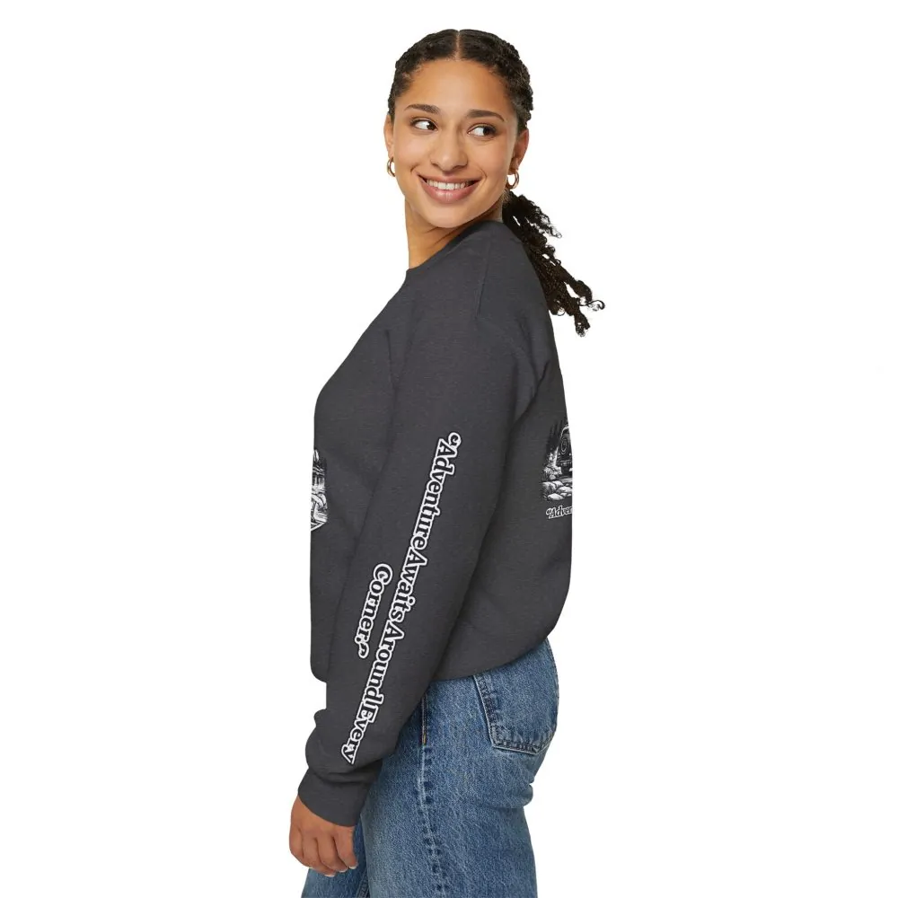 19950209051013793_2048.jpeg Unisex Heavy Blend™ Crewneck Sweatshirt — "Adventure Awaits Around Every Corner" Design Minimal-Line