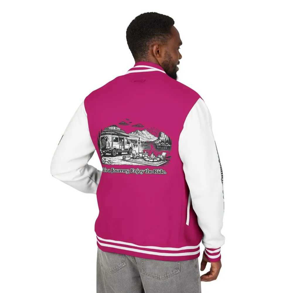 Unisex Heavyweight Letterman Jacket — "Lifes A Journey,Enjoy The Ride" Travel Varsity Coat