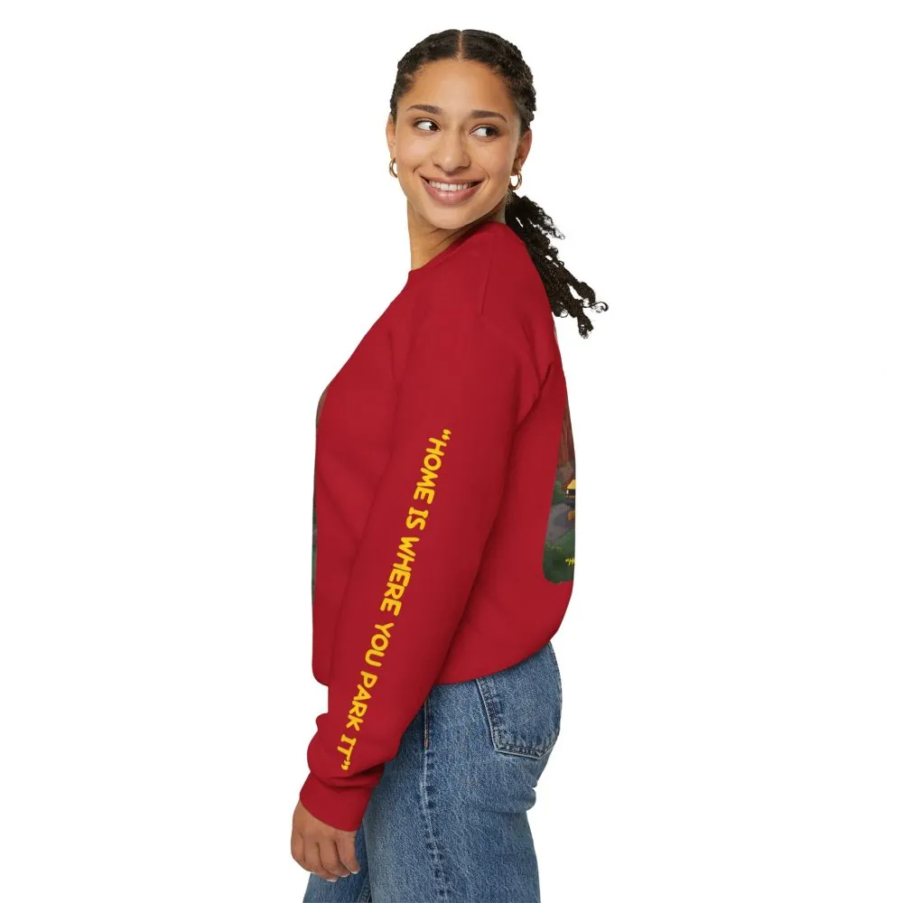 2005054483262545932_2048.jpeg Unisex Heavy Blend™ Crewneck Sweatshirt — "Home Is Where You Park It" Design Sitcom-Line