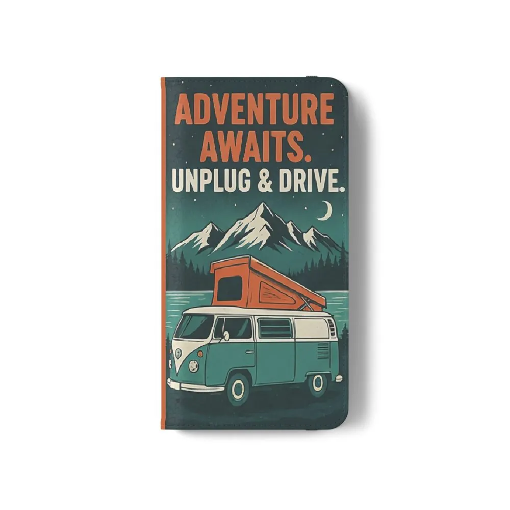 Flip Phone Case — "Adventure Awaits, Fuel Your Journey, Not the WiFi" Wallet Cover