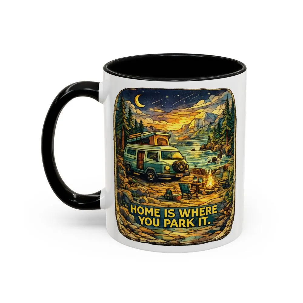 2039449019378457852_2048.jpeg Accent Coffee Mug (11, 15oz) — "Home Is Where You Park It" Design Cubic-Line