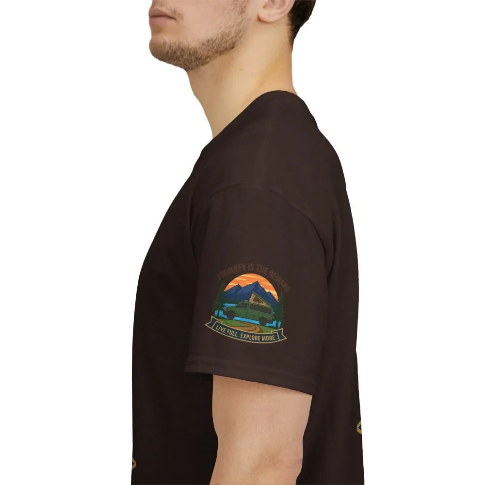 2051554801595830237_2048.jpeg Unisex Heavy Cotton Tee — "Journey Is The Reward Tee" Adventure Camper Van Graphic T-Shirt