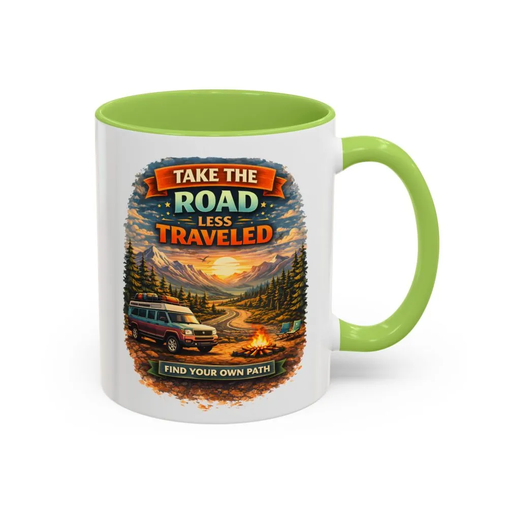 2054815536882771534_2048.jpeg Accent Coffee Mug (11, 15oz) — "Take The Road Less Traveled" Design Scenic-Line