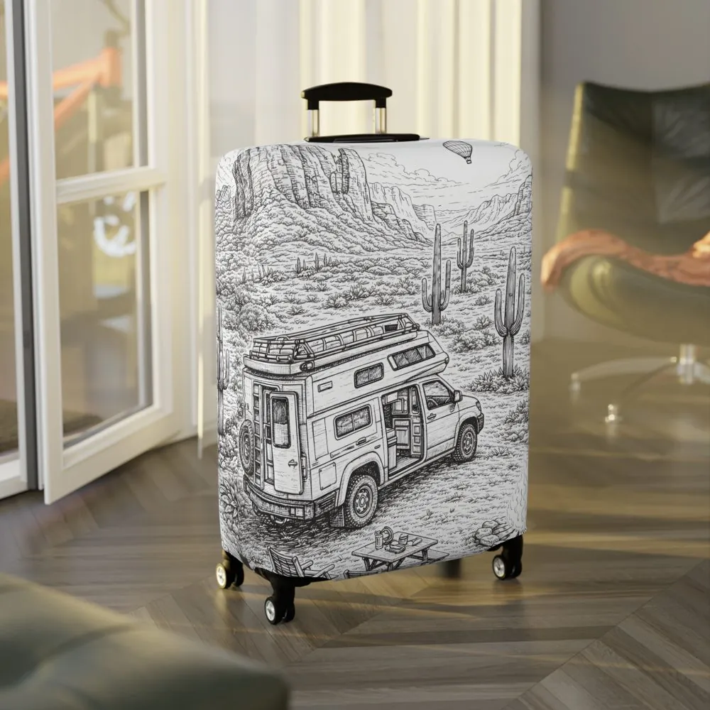 2064559988958113492_2048.jpeg Luggage Cover — Adventure Camper Sketch Travel Suitcase