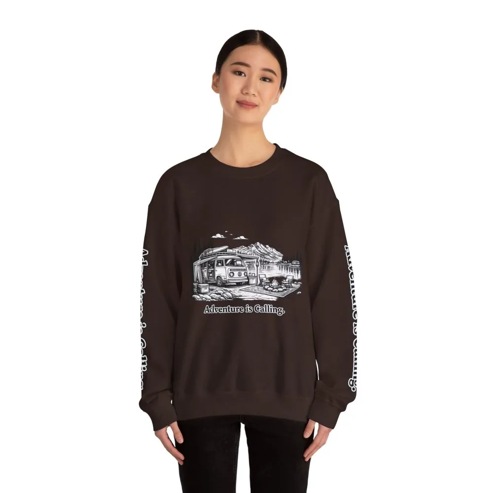 2084550315933341097_2048.jpeg Unisex Heavy Blend™ Crewneck Sweatshirt — "Adventure Is Calling" Design Minimal-Line