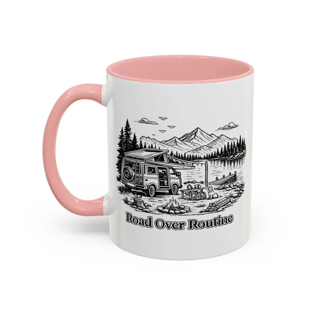 2101293770093142219_2048.jpeg Accent Coffee Mug (11, 15oz) — "Road Over Routine" Design Minimal-Line