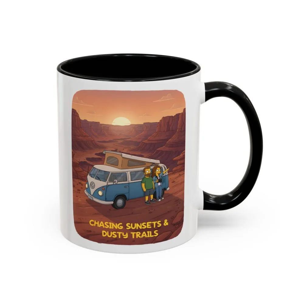 2108103080341026502_2048.jpeg Accent Coffee Mug (11, 15oz) — "Chasing Sunsets And Dusty Trails" Design Sitcom-Line