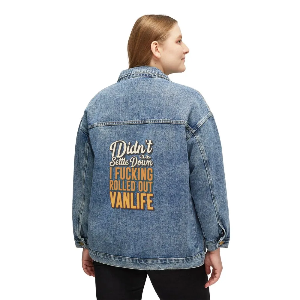 2121806580238528586_2048.jpeg Women's Denim Jacket — "Dind´t Settle Down" Design F**K-Line