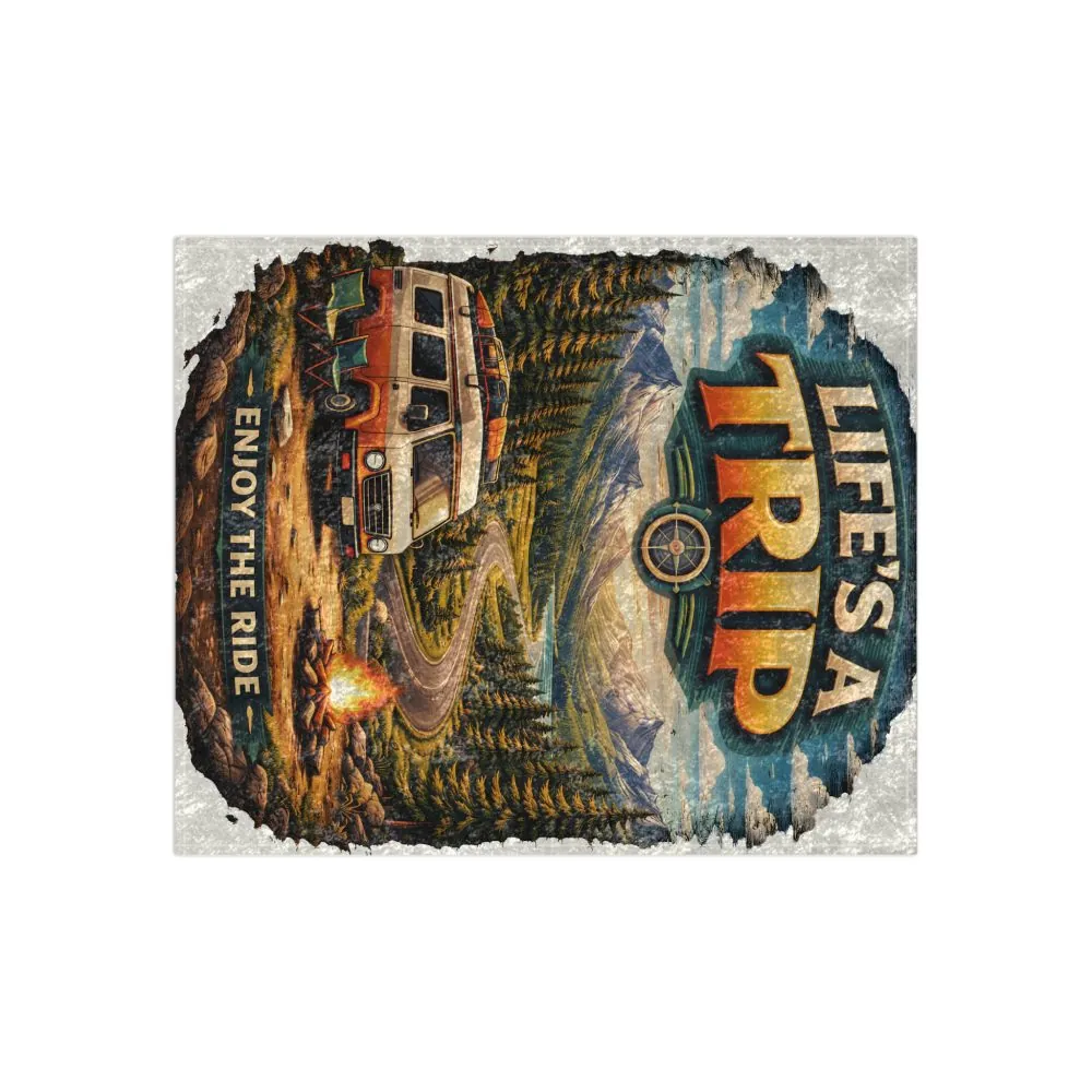 2122253060792124662_2048.jpeg Crushed Velvet Blanket —"Life s A Trip" Design Scenic-Line (Campervan)