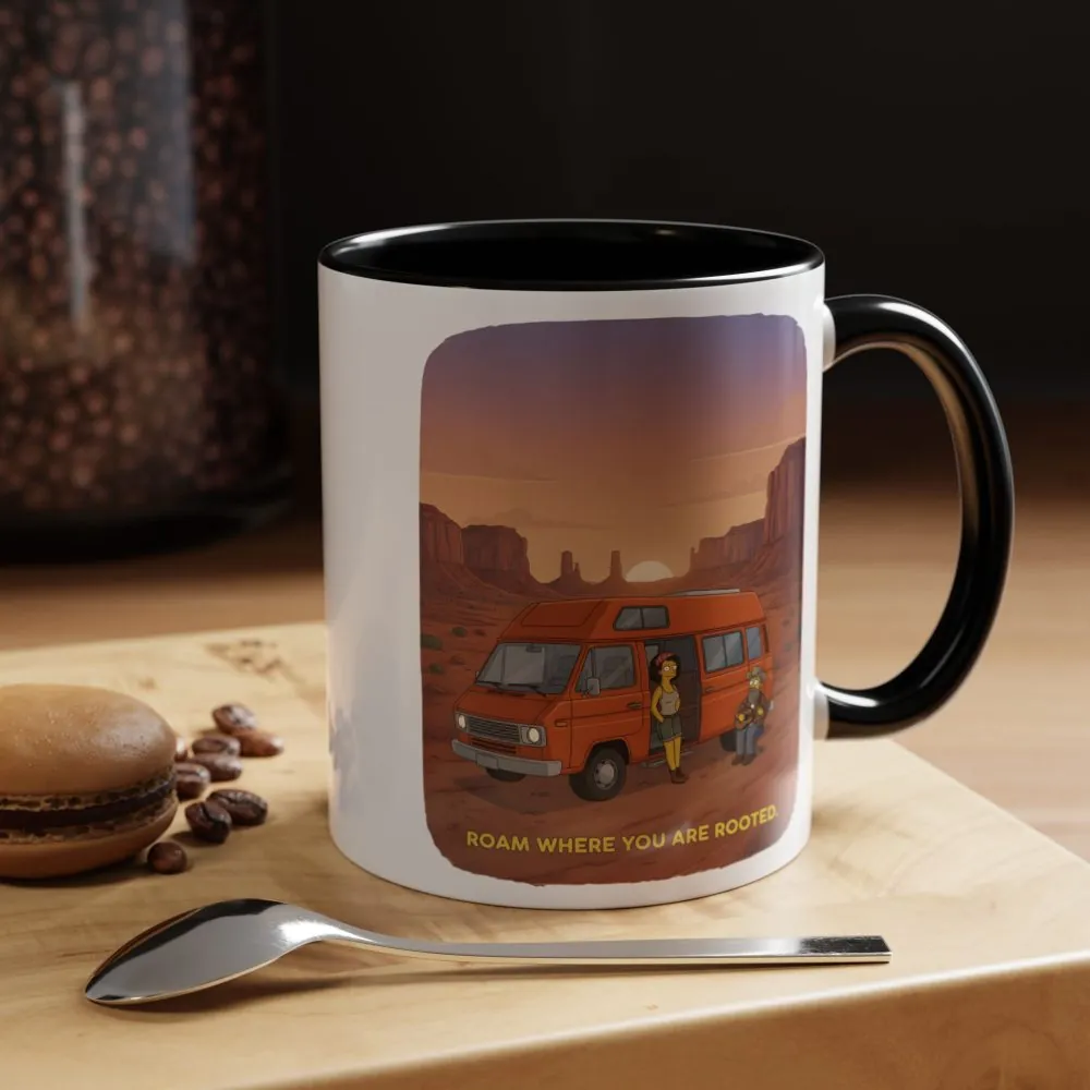 Accent Coffee Mug (11, 15oz) — "Roam Where You Are Rooted" Design Sitcom-Line