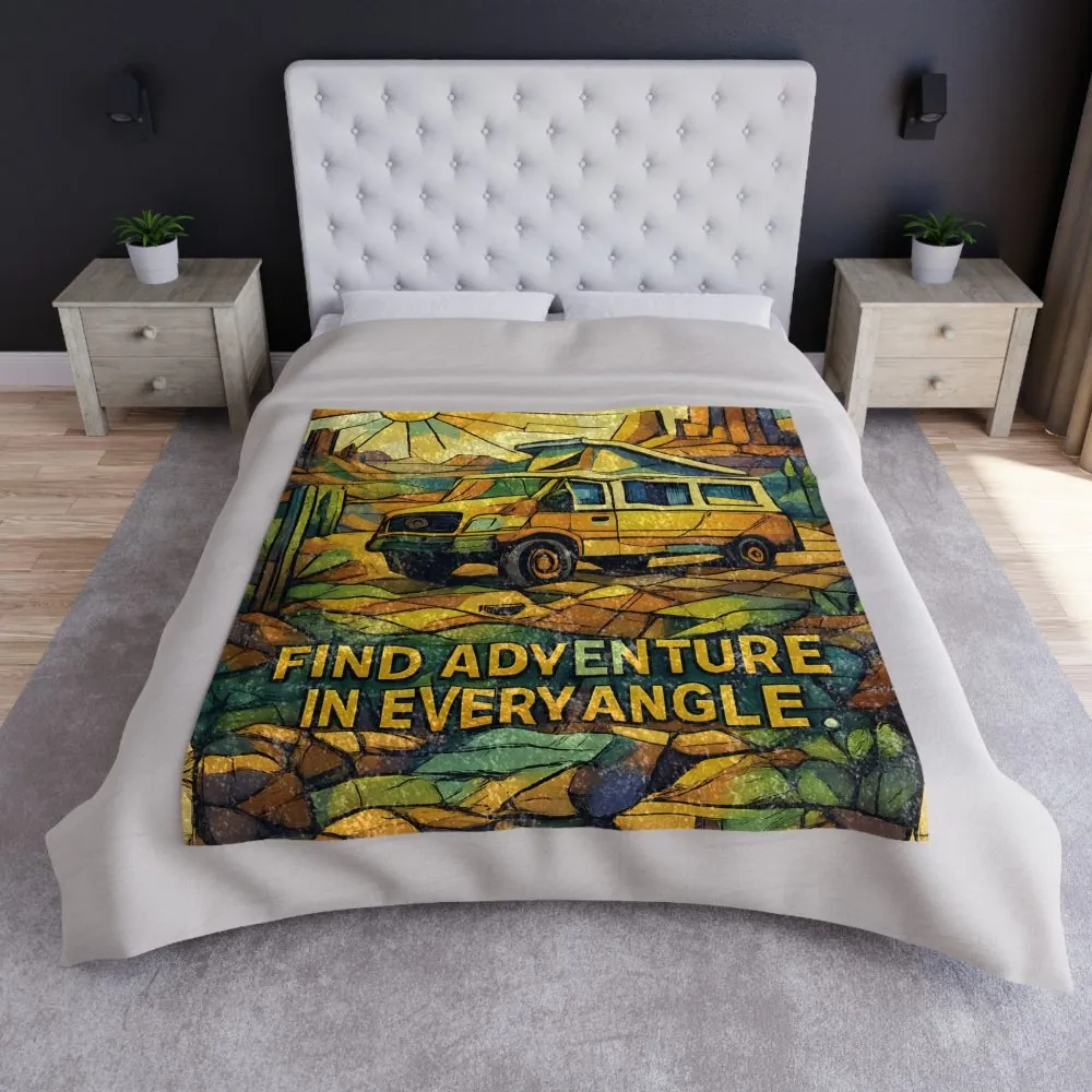 2131694238538121568_2048.jpeg Crushed Velvet Blanket —"Find Adventure In Every Corner" Design Cubic-Line (Campervan)