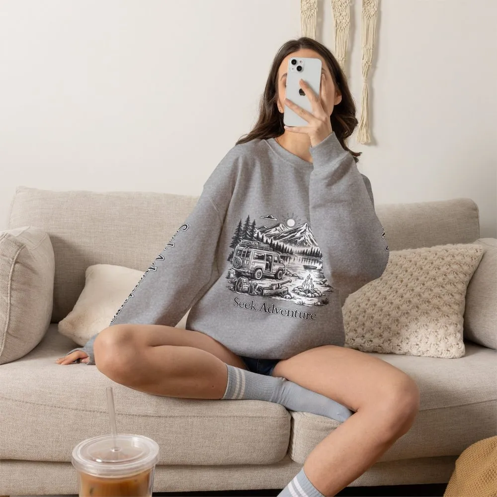 2140423542487559381_2048.jpeg Unisex Heavy Blend™ Crewneck Sweatshirt — "Seek Adventure" Design Minimal-Line