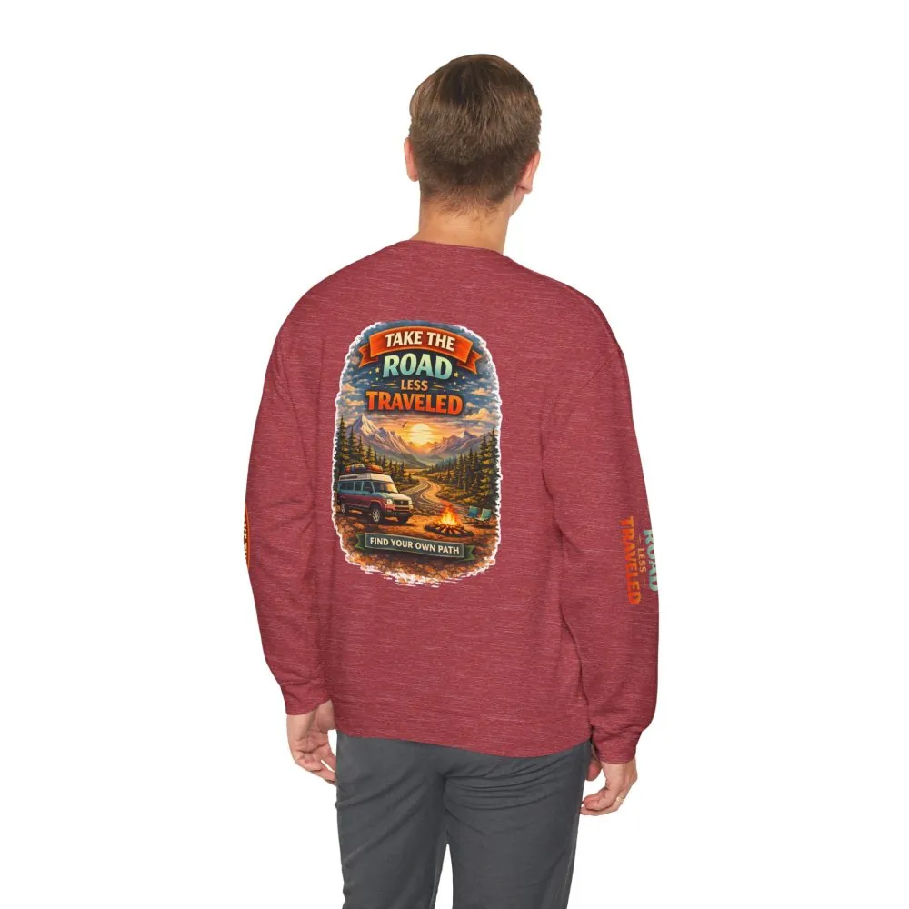 2141060154353986004_2048.jpeg Unisex Heavy Blend™ Crewneck Sweatshirt — "Take The Road Less Traveled" Design Scenic-Line