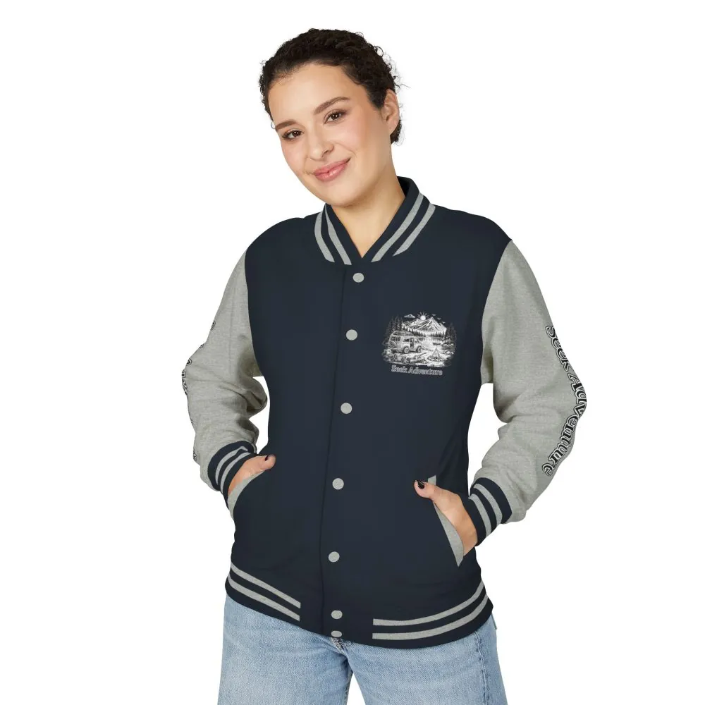 2153030360708938092_2048.jpeg Unisex Heavyweight Letterman Jacket — "Seek Adventure" Travel Varsity Coat