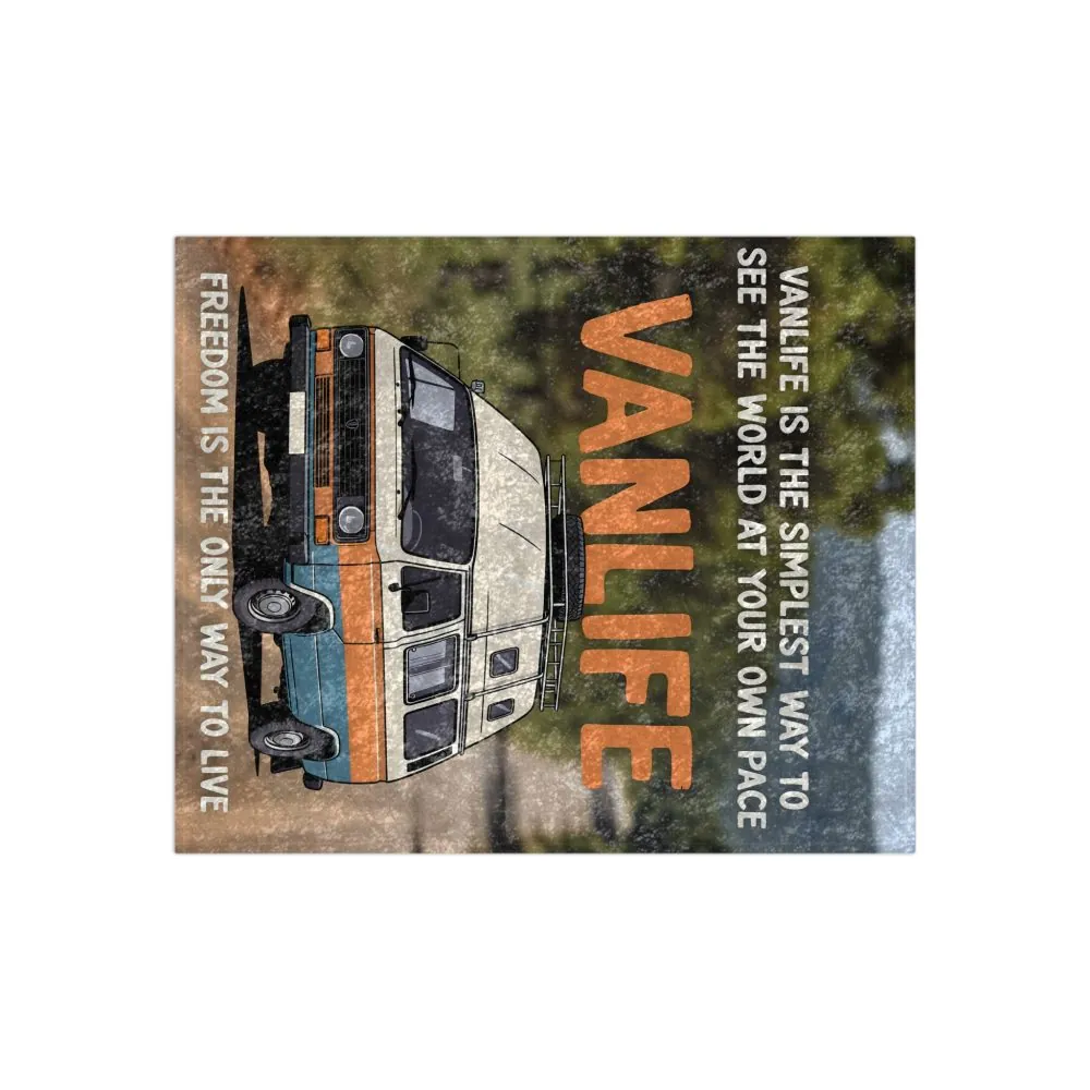 2183849877694157184_2048.jpeg Crushed Velvet Blanket — "Vanlife freedom is the only way to live" Retro Camper Quote