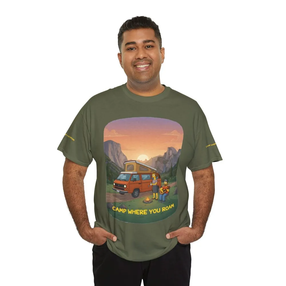 Unisex Heavy Cotton Tee — "Camp Where You Roam" Design Sitcom-Line