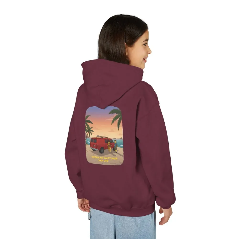 2208968872441467708_2048.jpeg Youth Hoodie(Gildan) – "Ocean Air Salty Hair Van Life" (Design Sitcom-Line)