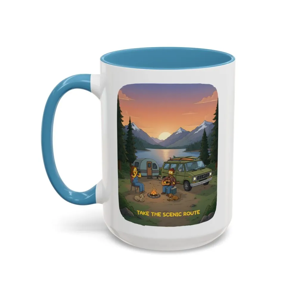 Accent Coffee Mug (11, 15oz) — "Take The Scenic Route" Design Sitcom-Line