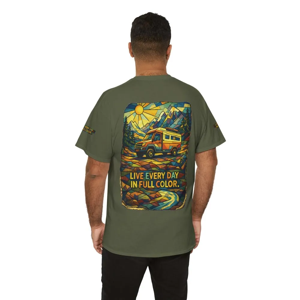 2221301732481446860_2048.jpeg Unisex Heavy Cotton Tee — "Live Life Every Day In Full Color" Design Cubic-Line