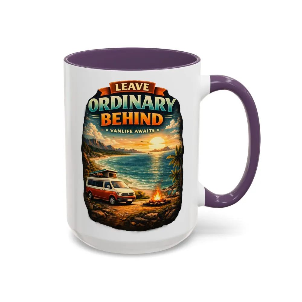 Accent Coffee Mug (11, 15oz) — "Leave Ordinary Behind" Design Scenic-Line