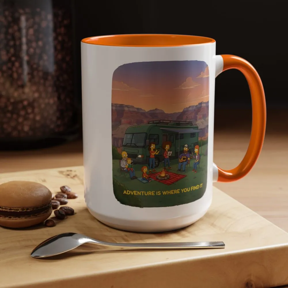 Accent Coffee Mug (11, 15oz) — "Adventure Is Where You Find It" Design Sitcom-Line