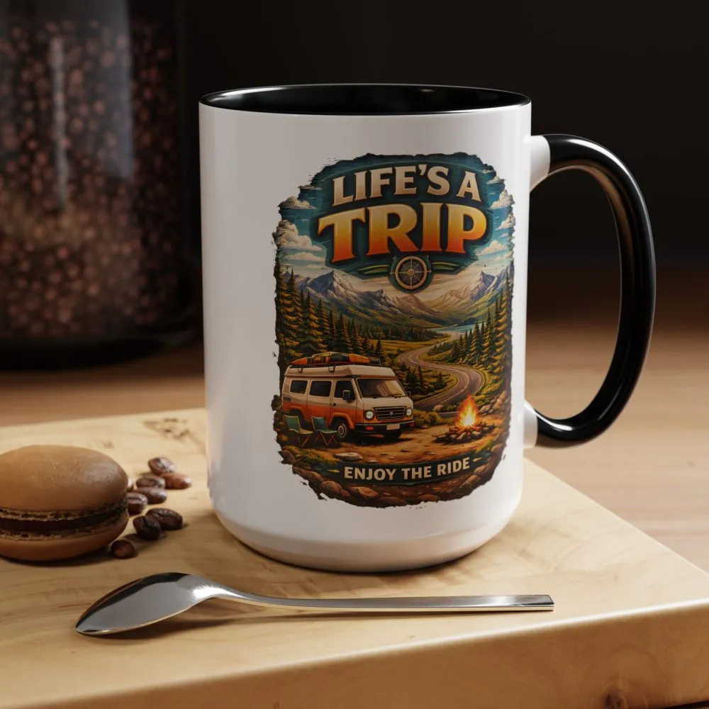 Accent Coffee Mug (11, 15oz) — "Life s A Trip" Design Scenic-Line
