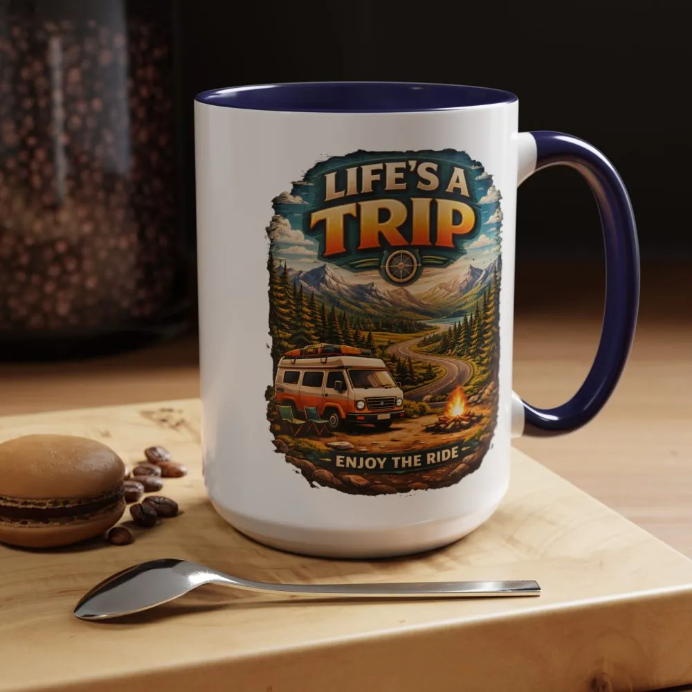 Accent Coffee Mug (11, 15oz) — "Life s A Trip" Design Scenic-Line