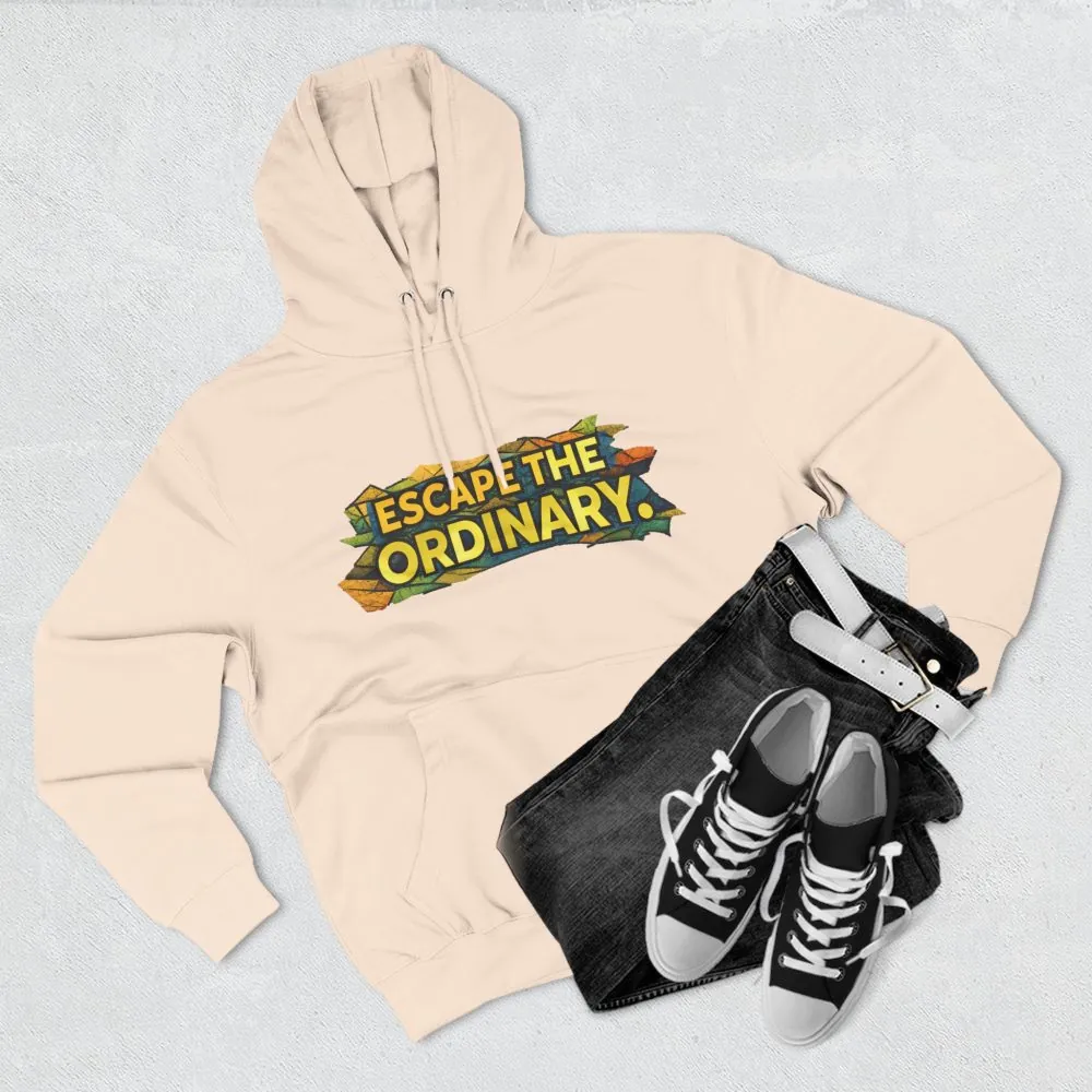 2242623089845451377_2048.jpeg Three-Panel Fleece Hoodie - "Escape The Ordinary" Design Cubic-Line