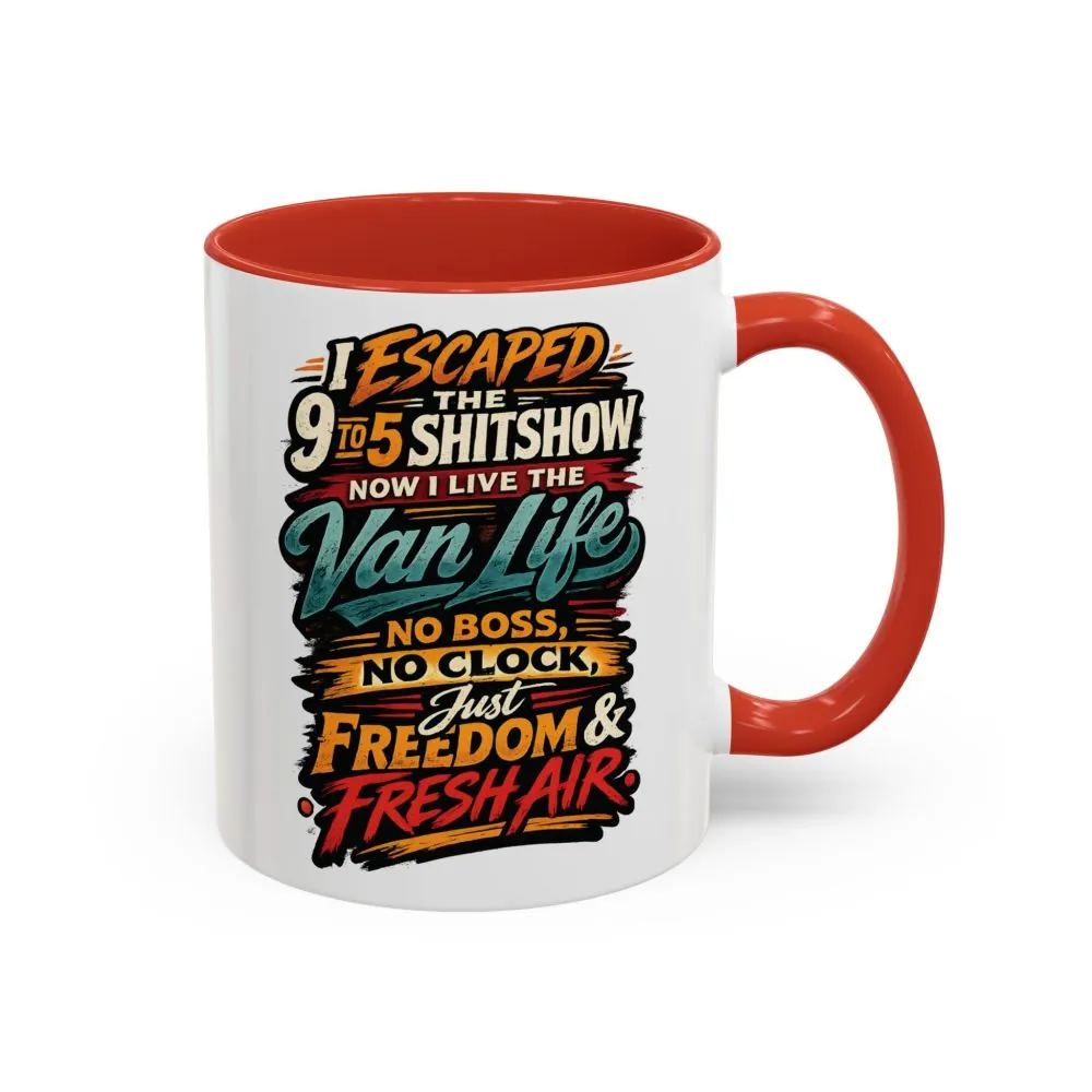 22509825525628800_2048.jpeg Accent Coffee Mug (11, 15oz) — "I Escaped The 9 To 5" Design F**K-Line
