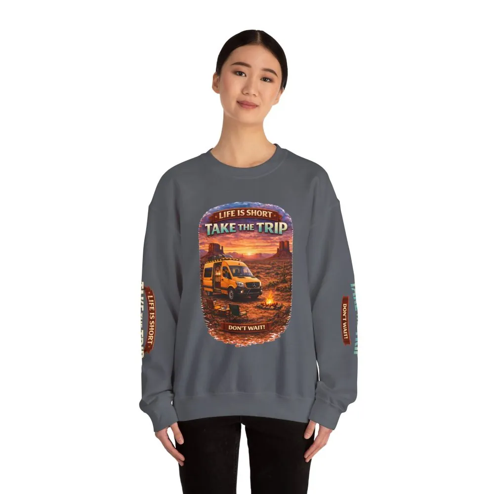 2253789514900988310_2048.jpeg Unisex Heavy Blend™ Crewneck Sweatshirt — "Life Is To Short-Take The Trip" Design Scenic-Line