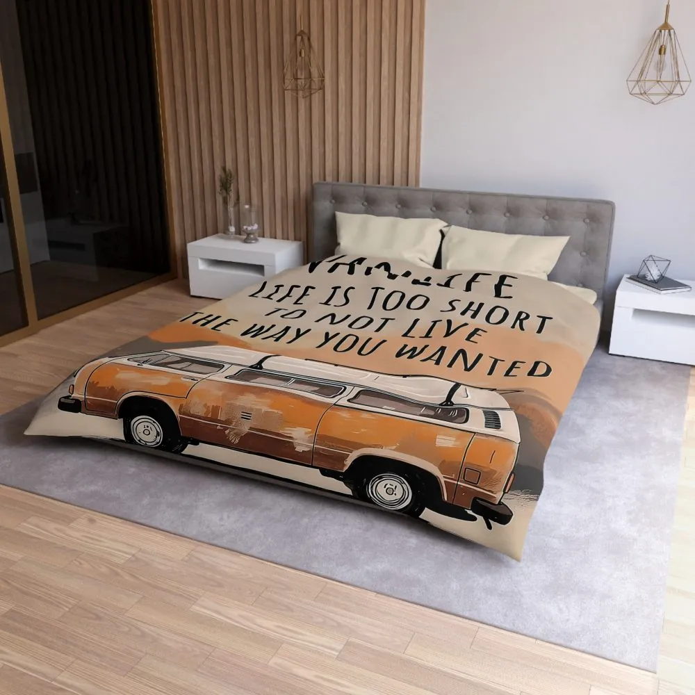 2262065504486356041_2048.jpeg Duvet Cover — 'Vanlife - Life Is Too Short to Not Live the Way You Wanted' Camper Bedding