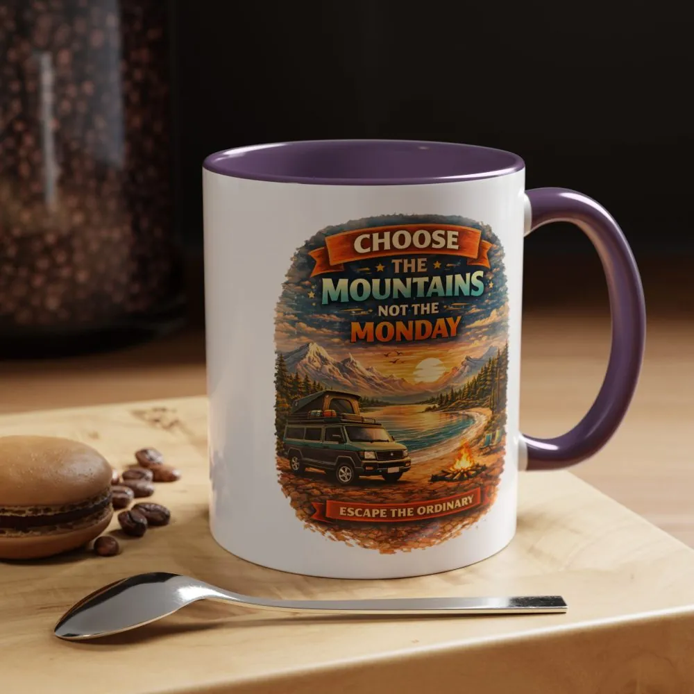 Accent Coffee Mug (11, 15oz) — "Choose The Mountens" Design Scenic-Line