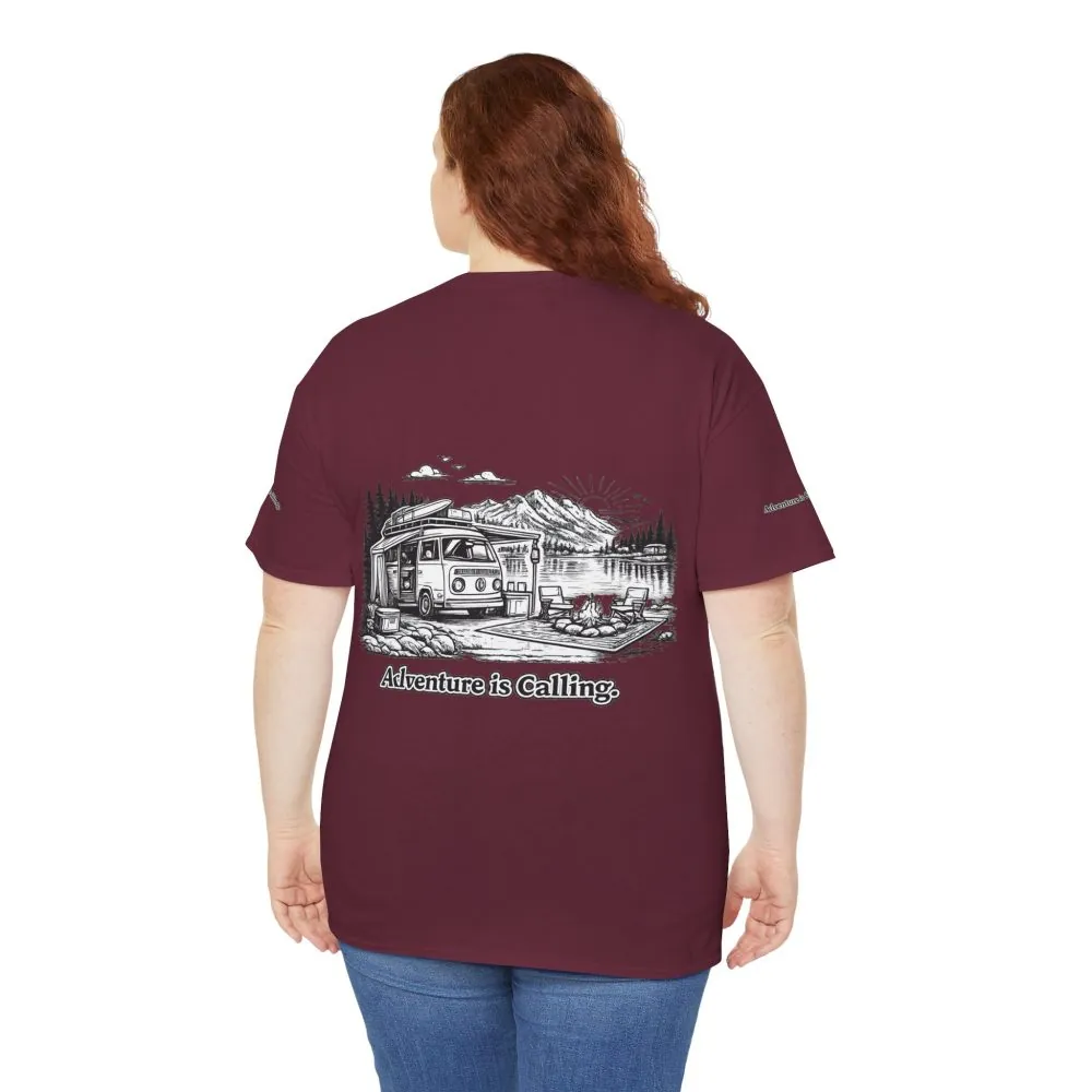 227979264265754023_2048.jpeg Unisex Heavy Cotton Tee — "Adventure Is Calling" Design Minimal-Line