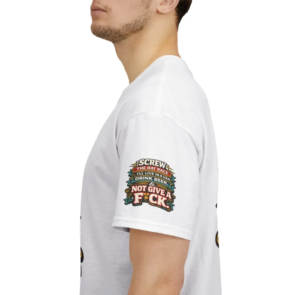 2283866389855953225_2048.jpeg Unisex Heavy Cotton Tee — "Screw The Rat Race" Design F**K-Line