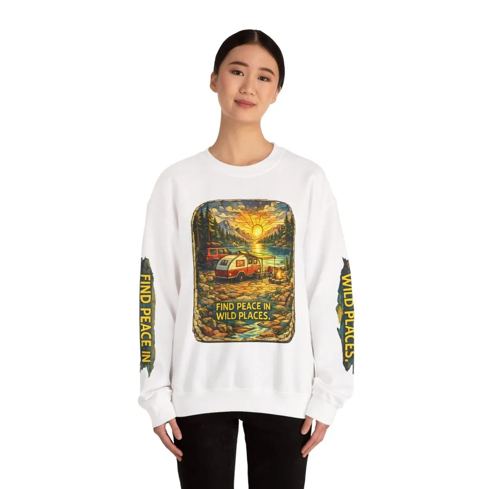 2290617202297720274_2048.jpeg Unisex Heavy Blend™ Crewneck Sweatshirt — "Find Peace In Wild Places" Design Cubic-Line