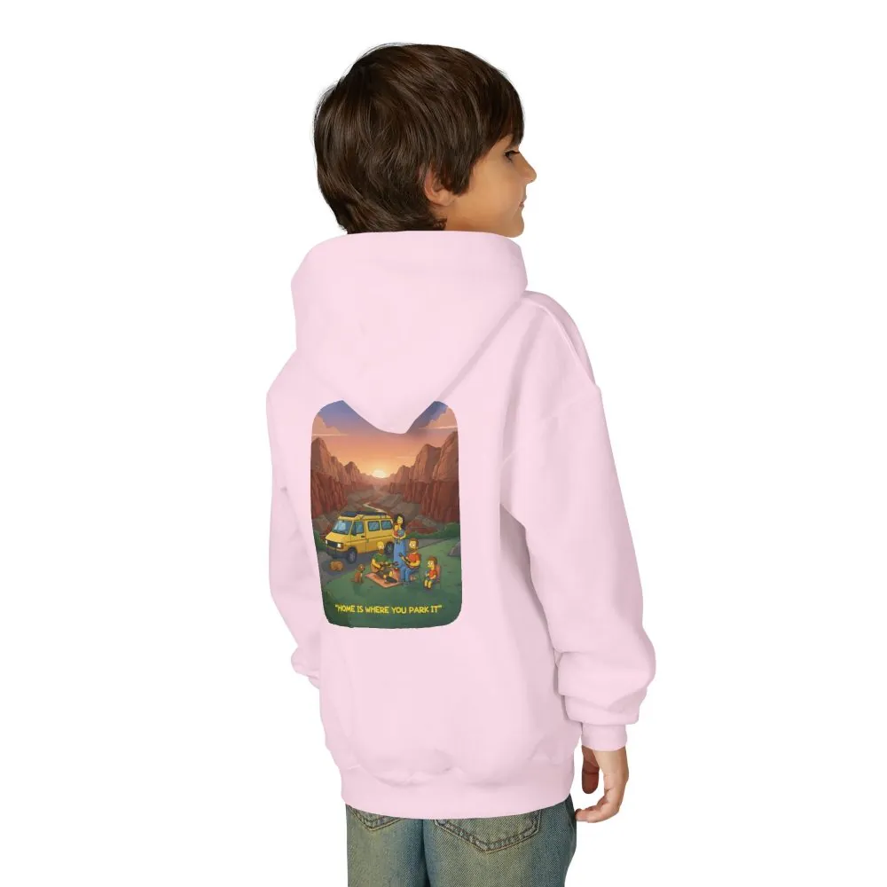 Youth Hoodie(Gildan) – "Home Is Where You Park It"" (Design Sitcom-Line)