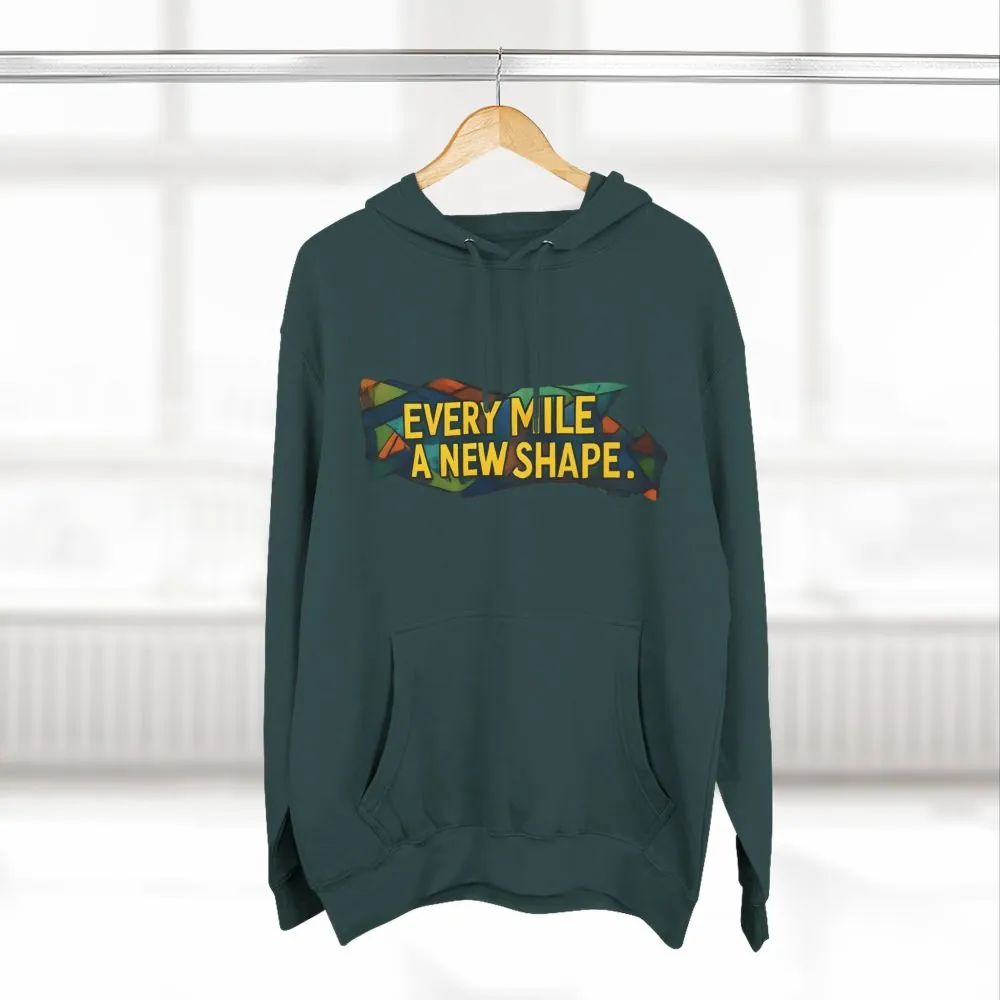 2295516888017226172_2048.jpeg Three-Panel Fleece Hoodie - "Every Mile A New Shape" Design Cubic-Line