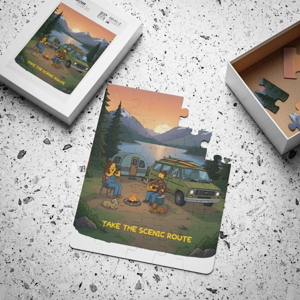 2300056618482346534_2048.jpeg Kids' 30‑Piece Camping Puzzle — Sunset Mountain Campfire Scene