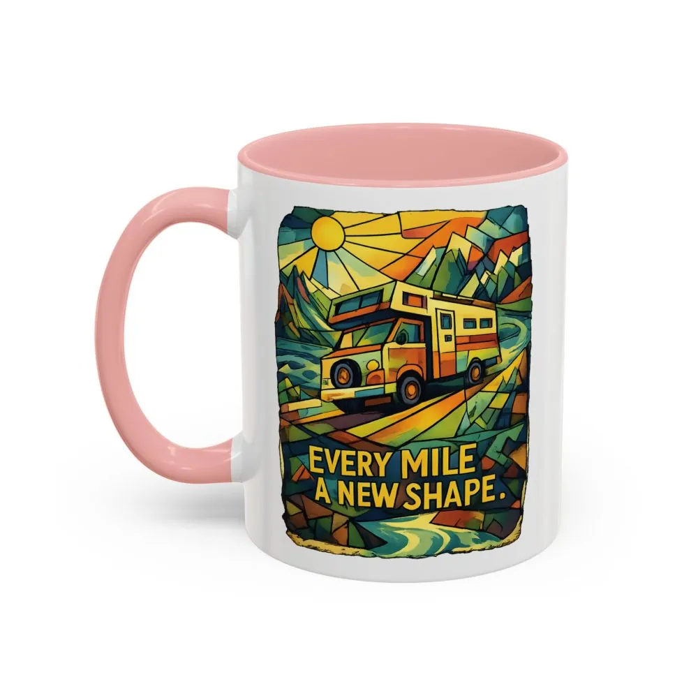 Accent Coffee Mug (11, 15oz) — "Every Mile A New Shape" Design Cubic-Line