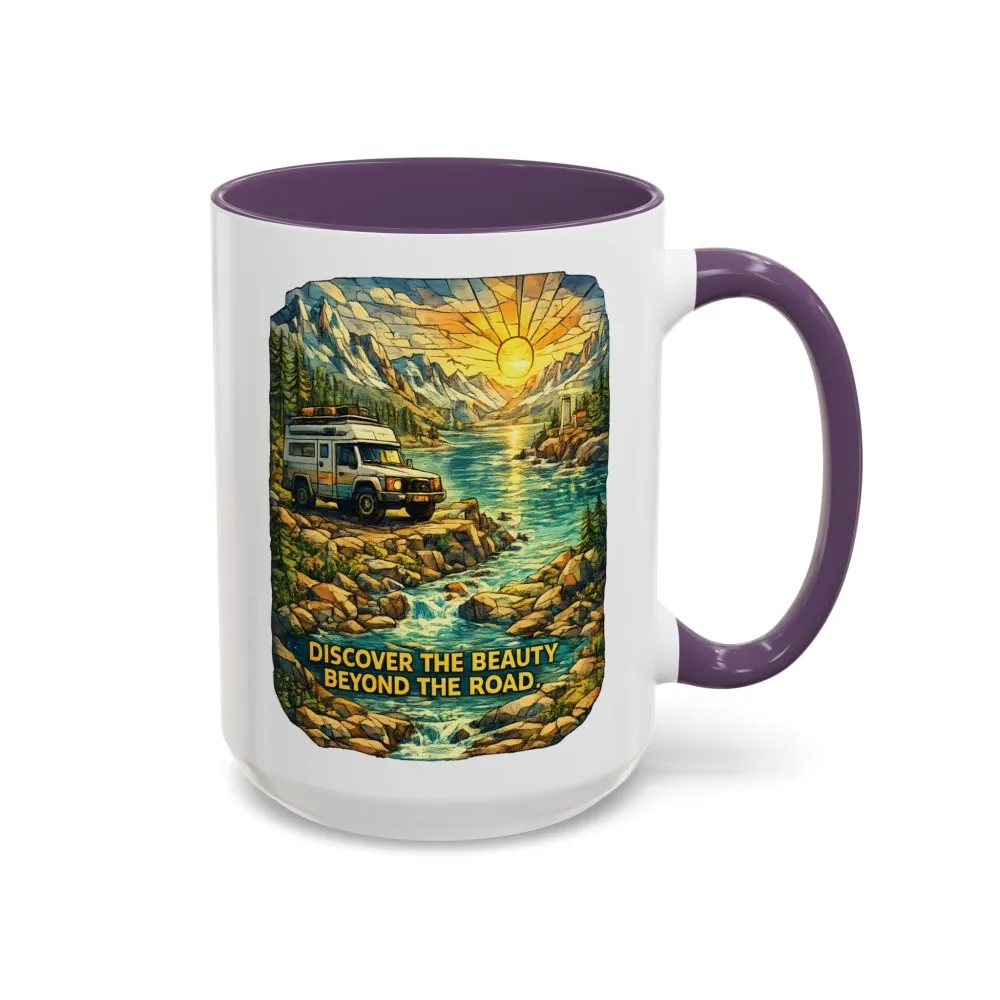 231138860028988687_2048.jpeg Accent Coffee Mug (11, 15oz) — "Discover The Bieuty Beyond The Road" Design Cubic-Line